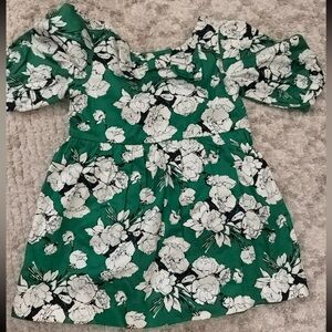 green Janie  and jack dress floral puffy sleeves
